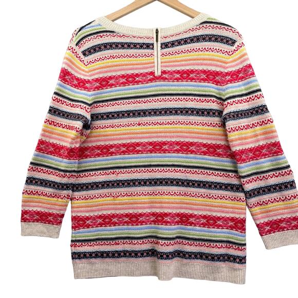 TALBOTS Striped Sweater Women's MP Lambswool Rainbow Colorful Fair Isle Twee - Picture 5 of 10